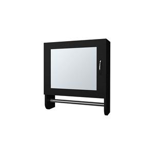 Black <b>Pine</b> Medicine Cabinet with Towel Bar and Included <b>Mirror</b> Bathroom Furniture in Melamine - Product Image 2