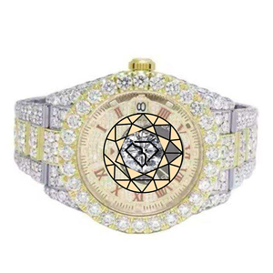 Lab Diamond <b>Watch</b> White Gold Plated <b>Case</b> Stainless Steel Band Elegant Quartz Movement Luxury Iced Crystal Dial Analog Display - Product Image 3
