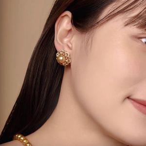 S925 Silver Simple Niche Pearl Versatile 10-11mm <b>Edison</b> Round Bead Strong <b>Light</b> Earrings Earline Crystal Earrings - Product Image 4