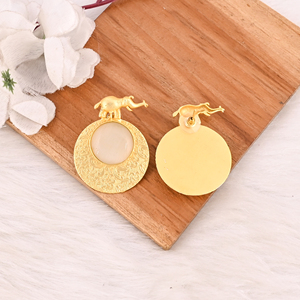 Handmade White Cat'seye Gemstone Gold Plated Bezel Setting Butterfly Brass Earrings Fashion Jewelry for Women - Product Image 5