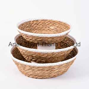 Best Selling Water Hyacinth <b>Storage</b> <b>Basket</b> Handmade Braided Woven Organizer for Home Decor OEM Export Rustic Bowl - Product Image 2