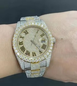 นาฬิกาข้อมือหรูหรา Diamond Iced Unisex ขนาด 40 มม. หน้าปัดทรงสี่เหลี่ยม แสดงวันที่แบบอนาล็อก ตัวเลขโรมัน กระจกแซฟไฟร์ ระบบควอตซ์ ETA ตัวเรือนสแตนเลส - Product Image 6