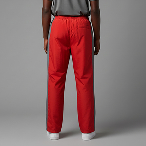 Pantalon de jogging ample et décontracté pour homme en toile polyester/coton, coupe large, broderie écologique, empiècements latéraux color block - Product Image 3