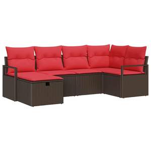 Ensemble de canapés de jardin en polyrotin marron et rouge avec coussin de rangement - Product Image 2
