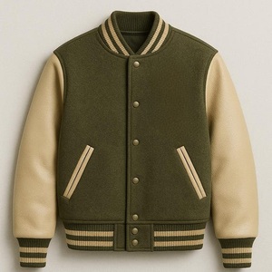 Unisex High Quality Customized VARSITY <b>Jacket</b> Slim Vintage Style Stand Collar <b>Canvas</b> Embroidered Customized Logo for Winter - Product Image 1
