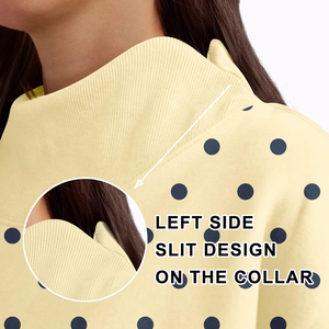 Sudadera informal de manga larga con cuello simulado y hombros caídos para mujer, con lunares amarillos, para otoño - Product Image 4