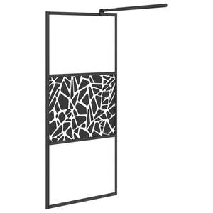 Parete Doccia Walk-in in Vetro ESG Nero Effetto Pietra 80x195 cm - Accessorio Bagno di Lusso - Product Image 4