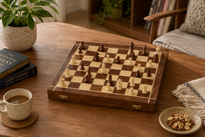 Handcrafted <b>Wooden</b> <b>Chess</b> <b>Set</b> Folding <b>Chess</b> Board Strategy Board Game with <b>Wooden</b> Pieces - Product Image 6
