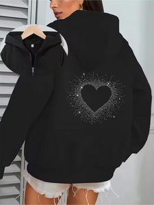 Sweat-shirts à capuche zippés pour femmes, doublés en polaire, personnalisables avec logo, pour l'hiver - Product Image 5