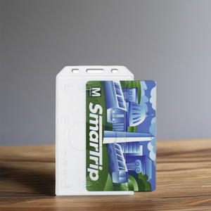 Thumb Hole Back Vertical <b>Plastic</b> ID Name Tag Badge Holder - Product Image 3