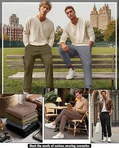 Pantalon en molleton de haute qualité pour homme, taille élastique, léger, coupe classique droite, couleur personnalisée - Product Image 2