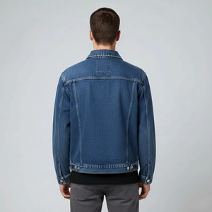 Men's Denim Jacket Solid Color Button Closure Regular Fit Stonewashed Cotton Casual Autumn Style - Product Image 3