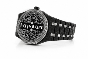 Reloj de Lujo Vintage Personalizado con Moissanita VVS Unisex, con Cristales, Apto para Pruebas, Bisel Personalizado, Esfera de Cristal Analógica - Product Image 2