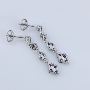 Boucles d'oreilles pendantes de luxe en argent 925, diamants naturels bleus rehaussés, faites à la main, bijoux fins, cadeau pour femme, 1,21 ct - Product Image 6