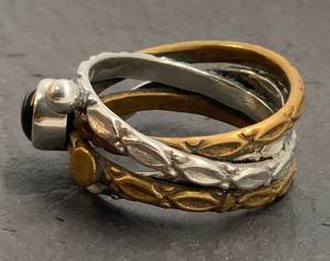 Vintage <b>Garnet</b> Sterling <b>Silver</b> Yellow Metal <b>Ring</b> Handmade Red Gemstone Jewelry Elegant Fashion <b>Ring</b> Women - Product Image 4