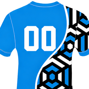 Camiseta de Rugby Geométrica Azul Rey, Negra y Blanca, de Manga Corta, Cuello Redondo, Personalizable, Transpirable, para Entrenamiento Deportivo en Equipo - Product Image 4