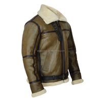 Veste en cuir décontractée pour homme Silo Sports OEM, hiver, en peau de mouton, avec garniture en fourrure de renard, col rabattable, fermeture éclair, coupe-vent, grande taille