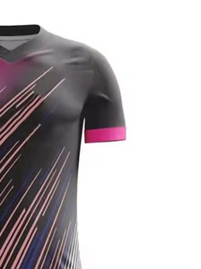 Camiseta de Fútbol Sublimada para Hombre, Cuello en V, Manga Corta, Diseño a Rayas, Absorbe la Humedad, Ropa Deportiva OEM, Venta Caliente - Product Image 6