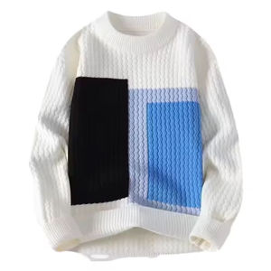 Suéter de punto trenzado con estampado de letras y degradado transpirable para hombre, estilo oversize, ropa urbana, jersey de invierno al por mayor - Product Image 1