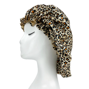 Gorro de satén sedoso de doble capa grande para mujer, con estampado de belleza, para dormir, gorro para el cabello rizado y con volumen, venta al por mayor - Product Image 4
