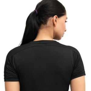 Camiseta negra de manga corta con cuello en V para mujer, camiseta básica informal ajustada, camiseta elástica para el día a día, ropa de moda para mujer, ropa de verano - Product Image 4
