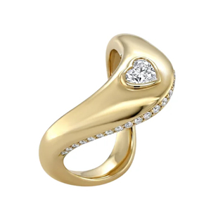Yellow <b>Gold</b> Heart Cut Diamond <b>Cocktail</b> <b>Ring</b> Women's Romantic Pave Accent Engagement Style - Product Image 1
