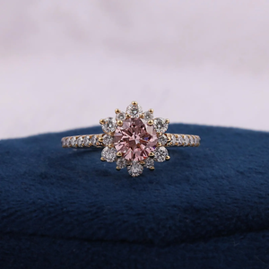 Romantic Round Shape Morganite Engagement Ring White Gold Rose Gold Plated Pave Setting Women's Fine Jewelry - Product Image 6
