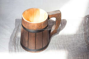 Styliste de haute qualité Viking chope à bière en bois fait à la main chêne brun Design classique lavable au lave-vaisselle poignée Falak World Export - Product Image 6