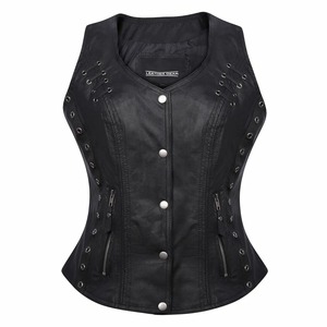 Chaleco de Cuero Casual para Mujer al por Mayor, Personalizado, con Cuello en V, Resistente al Viento, Ecológico y Transpirable - Product Image 1
