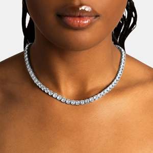 UrbanVrit TC17 Luxury Zircon <b>Choker</b> Necklace 925 <b>Silver</b> Rhodium Plated Brilliant Cut Channel Setting Tennis Chain Women's - Product Image 1