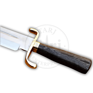 มีดโบวี่คุณภาพสูงสำหรับตั้งแคมป์และล่าสัตว์กลางแจ้ง ใบมีดแบบ Fixed Blade ปลายแบบ Clip Point ด้ามทองเหลือง ด้ามไม้ รับผลิตแบบ OEM ODM ผลิตจากสแตนเลส - Product Image 2