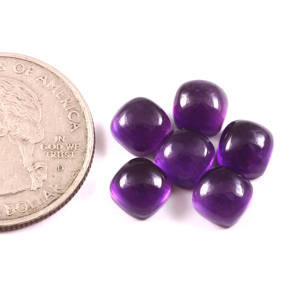 Natural African Amethyst Square <b>Cushion</b> Cabochon 7X7mm Flat Back Loose Gemstone Jewelry Making Wholesale Lot AAA Quality Third - Product Image 1