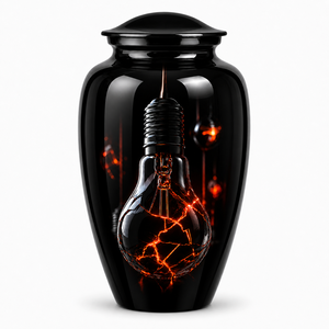 Urna Funeraria de Esmalte con Diseño de Ondas de Lujo y Adhesivo para Foto Conmemorativa para Cenizas Humanas - Product Image 5