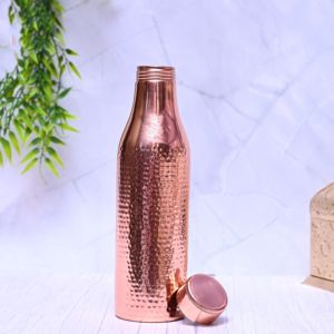 Elegant Pure Copper Eco-Friendly CE Certified Water Bottle Hammered Design Handmade Ayurvedic Wellness Flask for Travel Office - Product Image 6