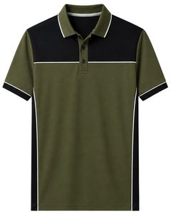 Camiseta Polo Personalizada Verde Oliva y Negra para Hombre, Manga Corta, Informal, Deportiva, de Golf, Transpirable, Veraniega, Premium, de Poliéster - Product Image 1