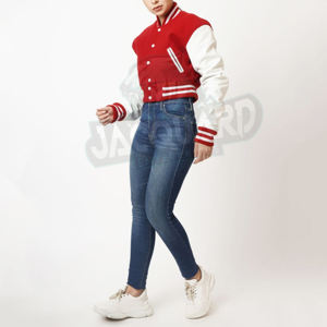 Chaqueta Varsity para Mujer, Estilo Urbano, con Logotipo Personalizado, Tallas Grandes, Chaqueta Varsity Corta de Forro Polar para Invierno, Ropa Casual para Mujer - Product Image 3