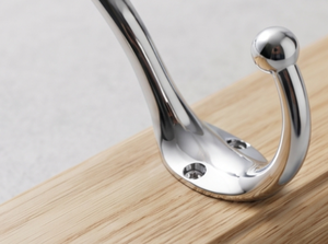 Elegant Stainless Steel <b>Hook</b> With Mirror Finished Stylish Wooden Base Perfect For Modern Home Decor And Wall Organization - Product Image 2