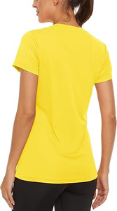 T-shirt de sport jaune pour femme, léger, respirant, pour l'entraînement et les activités sportives - Product Image 3