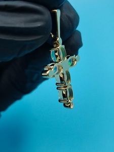 Pendentif en pierre d'opale bleue en forme de croix, pendentif en argent 925, cadeaux de baptême, pendentif de foi religieuse, pendentif délicat, bijoux chrétiens - Product Image 2