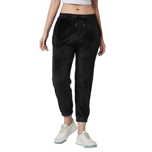 Pantalon de jogging en similicuir pour femme, taille haute, cordon de serrage, bas élastiqué, coupe fuselée, en PU végétalien, style streetwear - Product Image 1