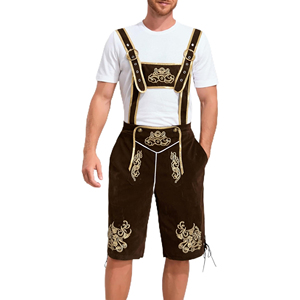 Shorts en cuir véritable bavarois vintage pour homme, shorts décontractés, costume traditionnel allemand pour l'Oktoberfest - Product Image 1