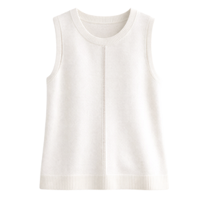 Top de punto sin mangas con detalle de escalera para mujer, estilo casual de verano, holgado, transpirable, de algodón, a la moda, tipo jersey/blusa. - Product Image 1