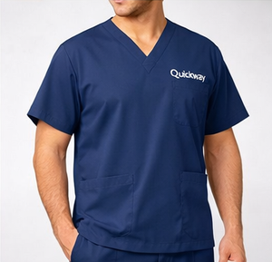 Tenue de travail en tissu coton T/C OEM/ODM, haut à col en V et pantalon cargo avec poches, ensemble de blouses confortables pour le personnel de santé - Product Image 4