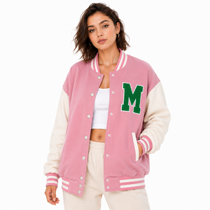 Chaqueta Universitaria Azul Marino y Blanca para Mujer, Manga Larga, Logotipo con Letra P, Cuello Camisero, Largo Regular, Estilo Otoñal - Product Image 6