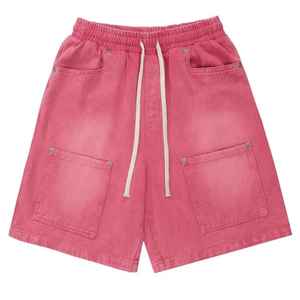 <b>Men</b> Vintage Sun Fade Sweat Cotton <b>Shorts</b> Cut Edge Acid Wash <b>Shorts</b>/ Faded <b>Shorts</b> Streetwear Thick Drawstring Applique <b>Patch</b> - Product Image 3