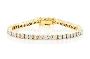 Rose Gold Plated Tennis <b>Bracelet</b> Women's Round Brilliant Cut Diamond Channel Setting Classic Style - Product Image 4