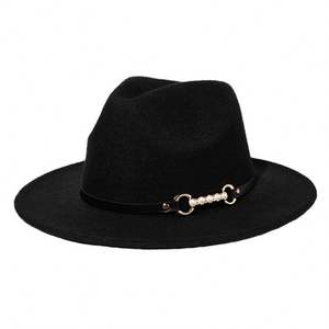 Sombrero Fedora Clásico de Fieltro de Ala Ancha de Alta Calidad al por Mayor, Sombrero Vaquero Occidental Personalizado con Hebilla de Cinturón de Color Sólido para Hombre y Mujer - Product Image 5