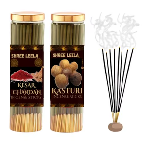 Shree Leela Agarbatti para Pooja kesar Chandan & kasturi Paquete de 2 varitas de incienso natural con aceites esenciales y sin carbón - Product Image 6