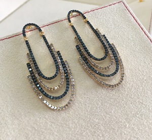 Pendientes de plata de ley 925 con diamantes redondos naturales blancos y azules, pendientes de araña para mujer, 4,38 ct, joyería moderna para fiesta - Product Image 3