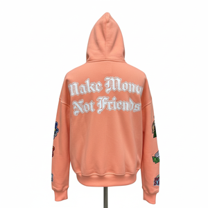 Sudadera con capucha para hombre de alta gama, 100% algodón, con logotipo bordado personalizado, estilo urbano retro, con fijación térmica, 450 gsm. - Product Image 4